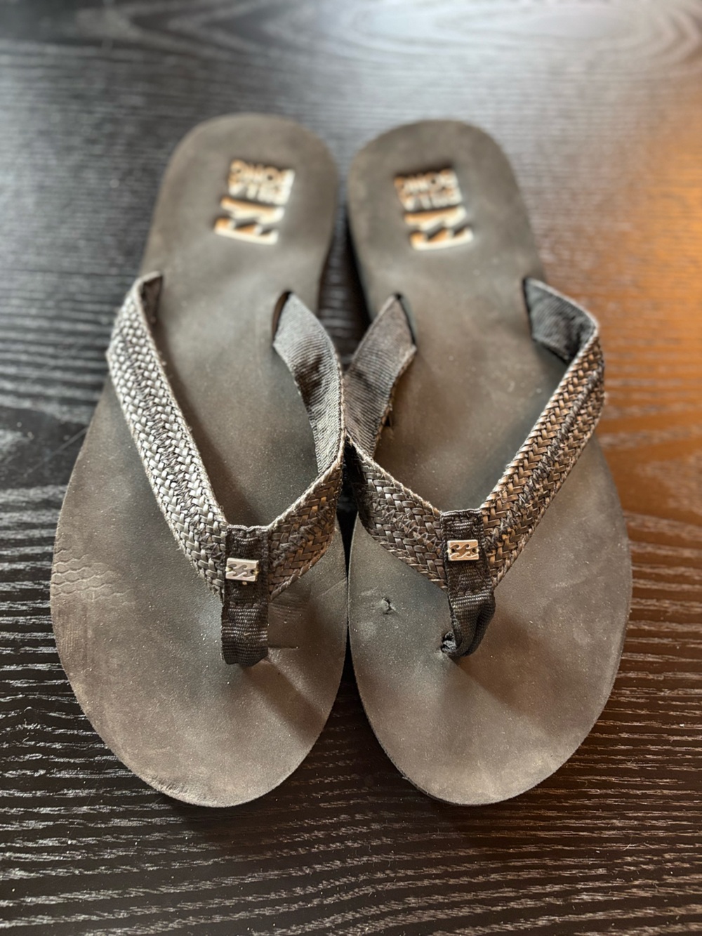 BILLABONG Black Braided Thong Sandals